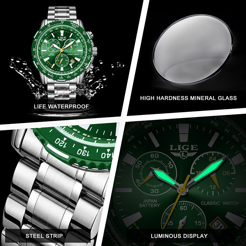 LIGE Nuovo Orologio Verde con  - Luxury Watch With Green Dial recensione e prezzo