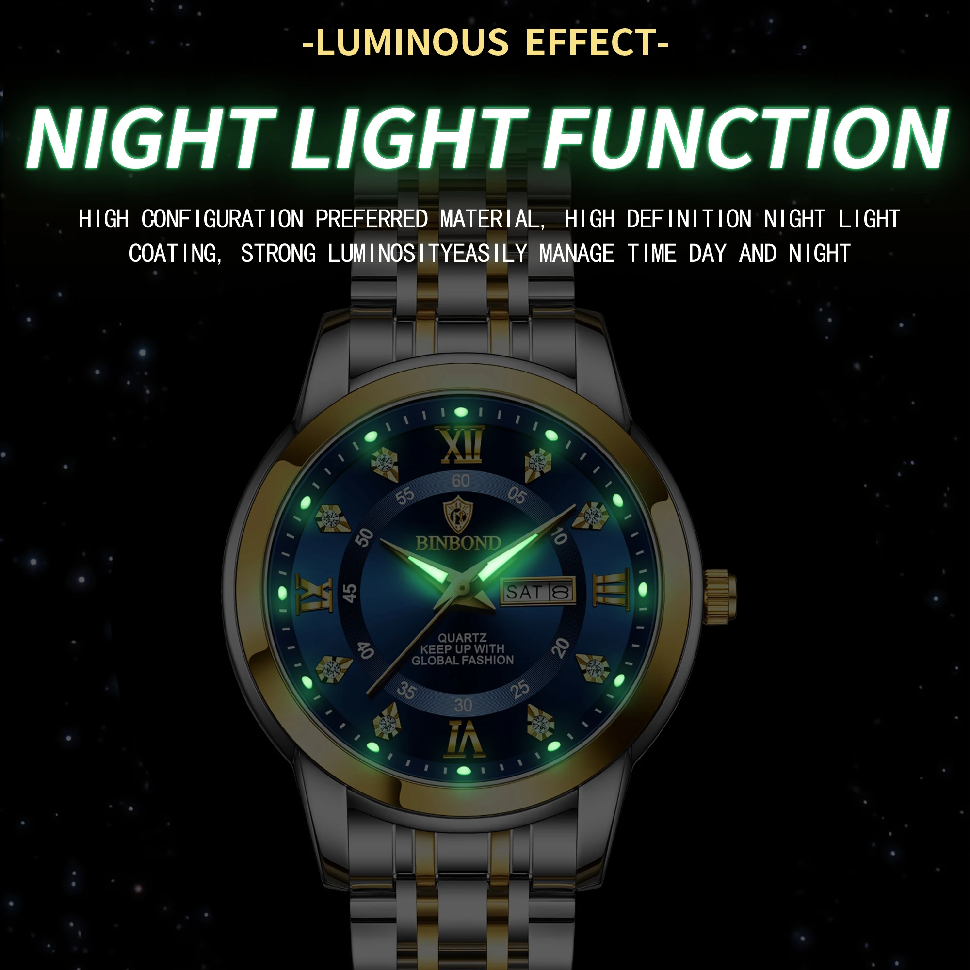 BINBOND B7169 Orologi al quarz - Luxury Watch Green recensione e prezzo